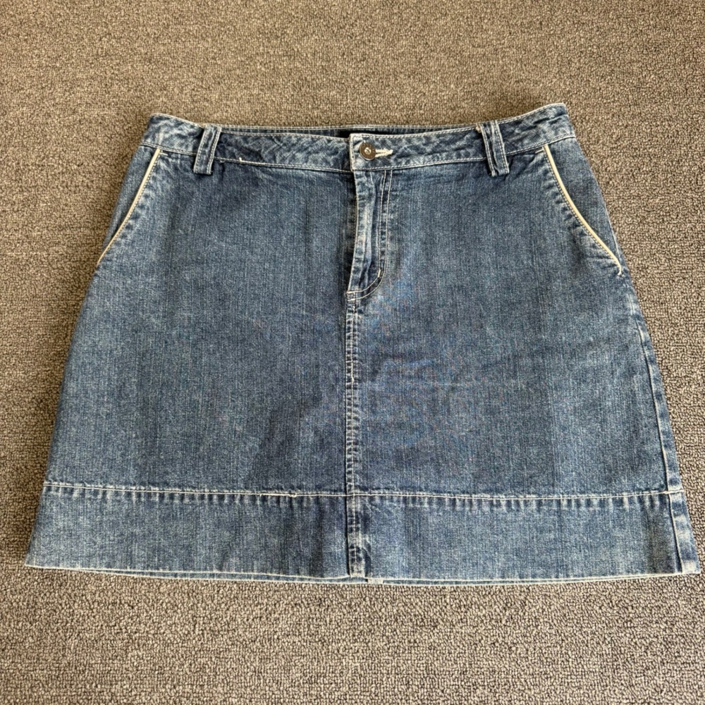 VTG Y2K Sonoma Life Style Denim Skort Size 6 Medium Wash Blue Cotton Mini Skirt